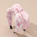 2pcs Cute Pink Strawberry & Floral Bunny Ear Headbands for Girls - Sweet, Versatile Hair Accessories with Bow Detail