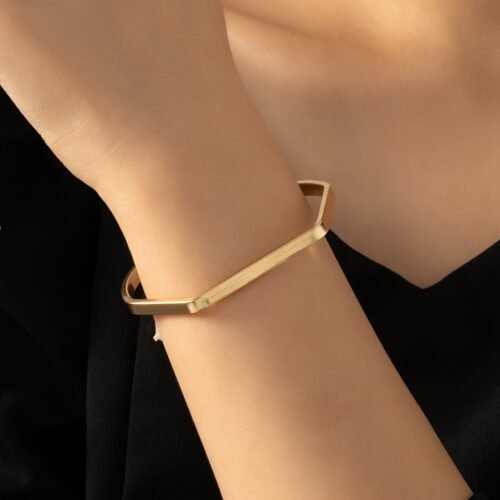 1pc Vintage Simple Style Adjustable Cuff Bracelet, Geometric Open Bangle, Fashionable Daily Wear, All-Season Alloy Jewelry for Women