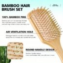 4pcs Hair Brush Comb Set for Men Women - Bamboo Bristle Hairbrush with Tail Comb, Tooth Comb, Double Head Comb, 3 Air Cushion Massage Brushes for Scalp Massage, Bamboo Material, Finishing Comb Style, Scalp Massager Set|Natural Bamboo Brush|Ergonomic Desig