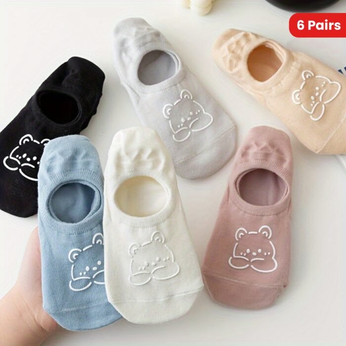 6 Pairs Cartoon Animal Socks, Cute All-match Breathable Invisible Socks, Women's Stockings & Hosiery - Image 17