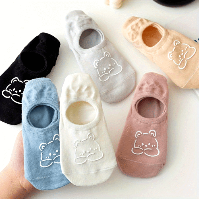 6 Pairs Cartoon Animal Socks, Cute All-match Breathable Invisible Socks, Women's Stockings & Hosiery - Image 10