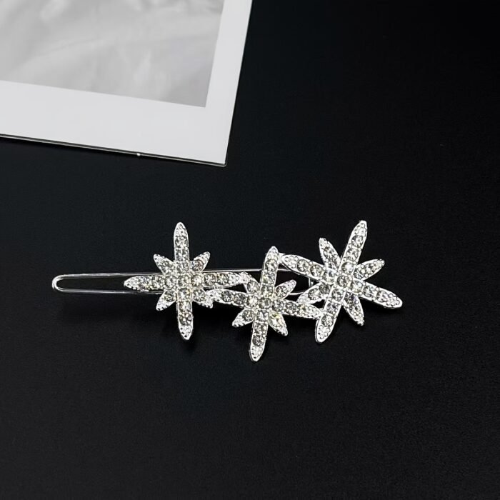 2pcs Sparkling Rhinestone Star Hair Clips for Women - Elegant Alloy Side & Bangs Barrettes, Sweet Style - Image 6
