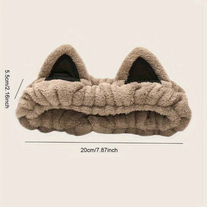1pc Fluffy Head Band Lovely Kitten Ears Head Hoop Elastic Head Wear Water Absorbent Hair Wear For Face Washing Make Up Skincare - Image 6
