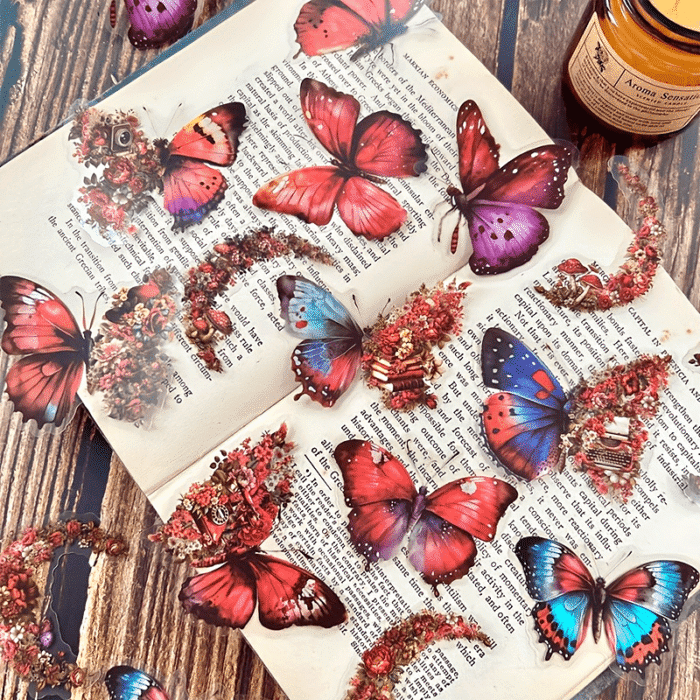 One Pack of 30 Butterfly Floral Hand Account DIY Decoration Stickers - Image 24