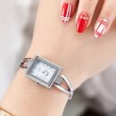 Elegant Vintage Rectangular Ladies' Wrist Watch, Luxury Quartz Movement Analog Display, Alloy Band & Case, Non, with Button Battery for Fashion Accessory