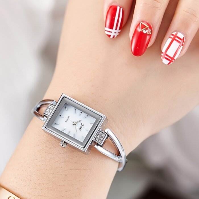 Elegant Vintage Rectangular Ladies' Wrist Watch, Luxury Quartz Movement Analog Display, Alloy Band & Case, Non, with Button Battery for Fashion Accessory - Image 10