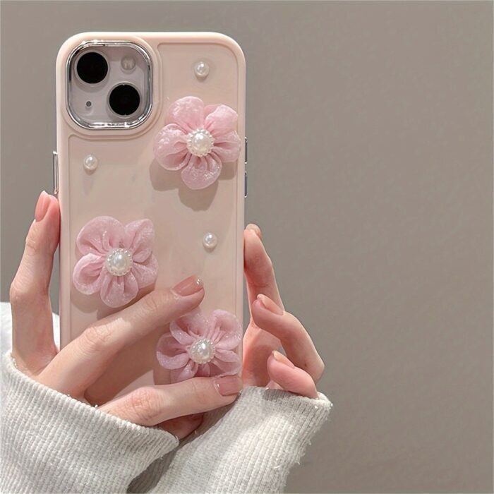 Adorable And Straightforward Pearl Flower Soft TPU Case Designed for Iphone 15, 14 Pro Max, 13, 12, 11, And XR, Offering Shockproof - Image 5