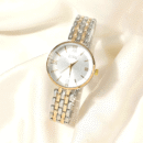 Elegant Women'S Quartz Watch with Roman Numerals, Zinc Alloy Strap, Golden-Tone Disc Case, and Minimalist Design - Perfect for Casual or Formal Wear, Ladies Watches