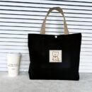 1pc Cute Cartoon Bear Tote Bag for Women - Black Minimalist Handbag with Durable Handles & Snap Closure, Compact Work Commute Bag, Casual Everyday Shoulder Bag, Sturdy Construction