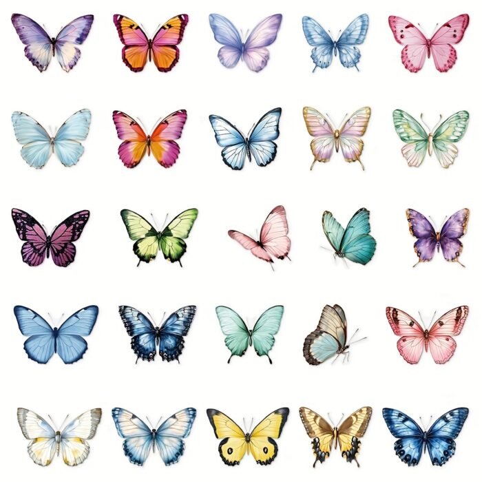 [Waterproof Stickers] 50pcs Vibrant Butterfly Stickers | Waterproof PET Adhesive | For Laptops, Scrapbooks, DIY Projects, Skateboards, Guitars, Helmets & Mugs | By YWWBLD - Image 8