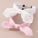 2pcs Cute Pink Strawberry & Floral Bunny Ear Headbands for Girls - Sweet, Versatile Hair Accessories with Bow Detail