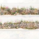 [Vibrant Washi Tape] Vibrant Mixed Colors Floral Wall Decor Washi Tape | PET Sticker Roll for DIY Crafts, Scrapbooking, and Journaling with Stone Wall Design, Scrapbook Stickers