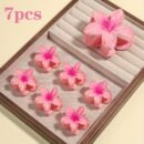 7pcs Minimalist Floral Hair Clip Set, Gradient Jelly Cute Clips, Large Non-Slip Scrunchie and Multifunctional Bangs Side Egg Lace Clips, Essential for Beach Vacation Swimming