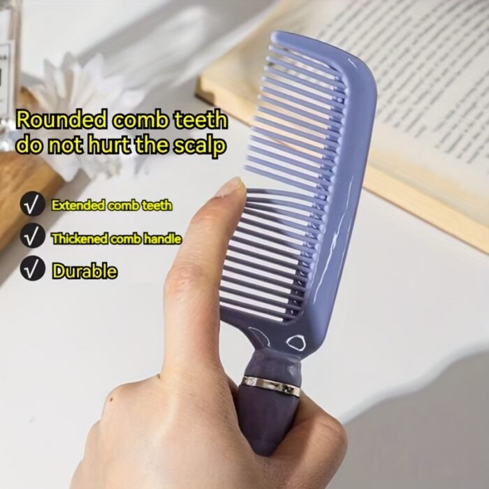 4pcs/set of high-looking cute comb set, mirror air cushion comb, roller comb, head massage comb, portable anti-static styling comb set, long hair curling student dormitory massage comb for women - Image 2