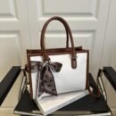 2025 New Women's Stylish Crossbody Bag with Detachable Strap - Coffee/Red/Black, Large Capacity Zipper Closure, Decorative Bow & Textured Design for Commuting, Casual & Professional Use, Versatile Accessory, Goldtoned Edges