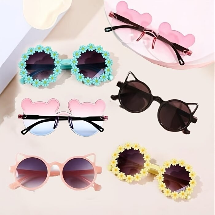 6pcs Cute Square, Bear Ear & Cat Eye Fashion Glasses - Stylish PC Frame & AC Lens, Perfect for Parties, Birthdays, Valentine'S Day, and Easter Gifts, Festive Party Glasses | Playful Design | Decorative Lenses, Without Battery - Image 3