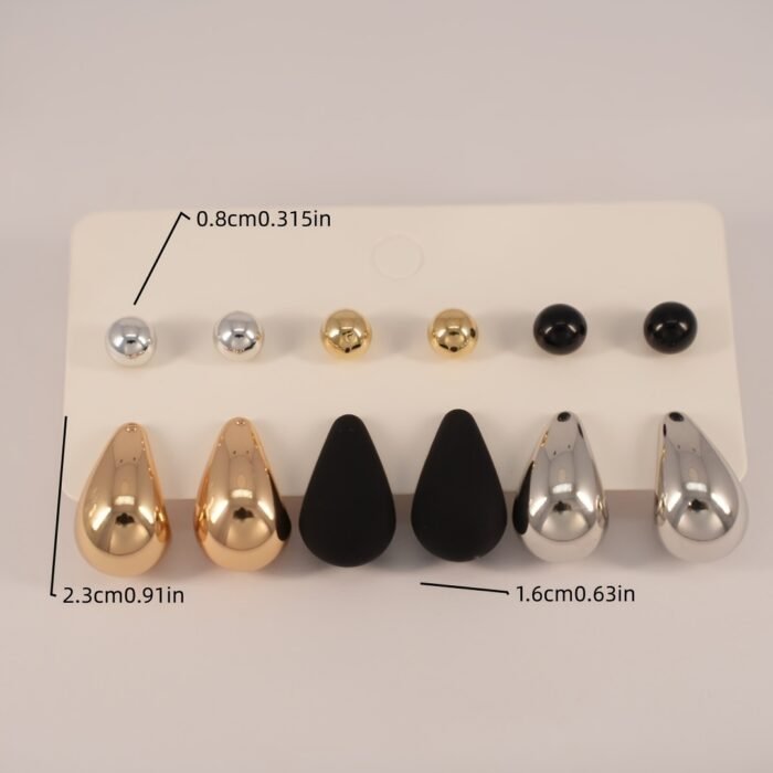 12pcs Elegant & Cute Hoop Earrings Set, 316 Stainless Steel Ear Needle, Non-Allergenic, with Teardrop & Sphere Stud Earrings, Versatile for Daily & Gift Occasions, All Seasons - Image 4
