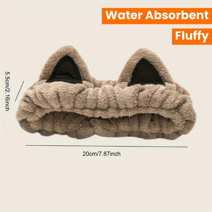 1pc Fluffy Head Band Lovely Kitten Ears Head Hoop Elastic Head Wear Water Absorbent Hair Wear For Face Washing Make Up Skincare - Image 16