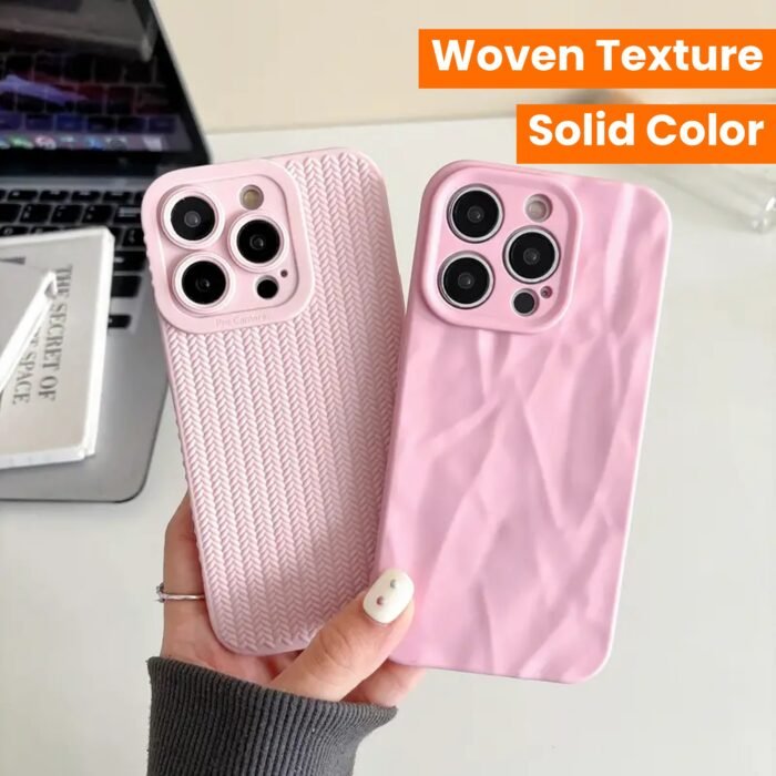 Set of 2 Solid Color Phone Cases with Woven Texture, Compatible with Iphone 15/14/13/12/11/Pro/Plus/Pro Max. - Image 14