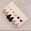 12pcs Elegant & Cute Hoop Earrings Set, 316 Stainless Steel Ear Needle, Non-Allergenic, with Teardrop & Sphere Stud Earrings, Versatile for Daily & Gift Occasions, All Seasons