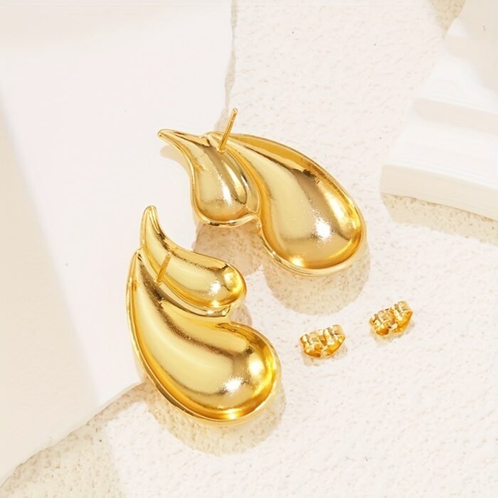 Pair of Chic Dual-Tear Drop Stainless Steel Stud Earrings - Hypoallergenic, Versatile & Luxurious Design for Women'S Daily Wear or Evening Events - Image 6