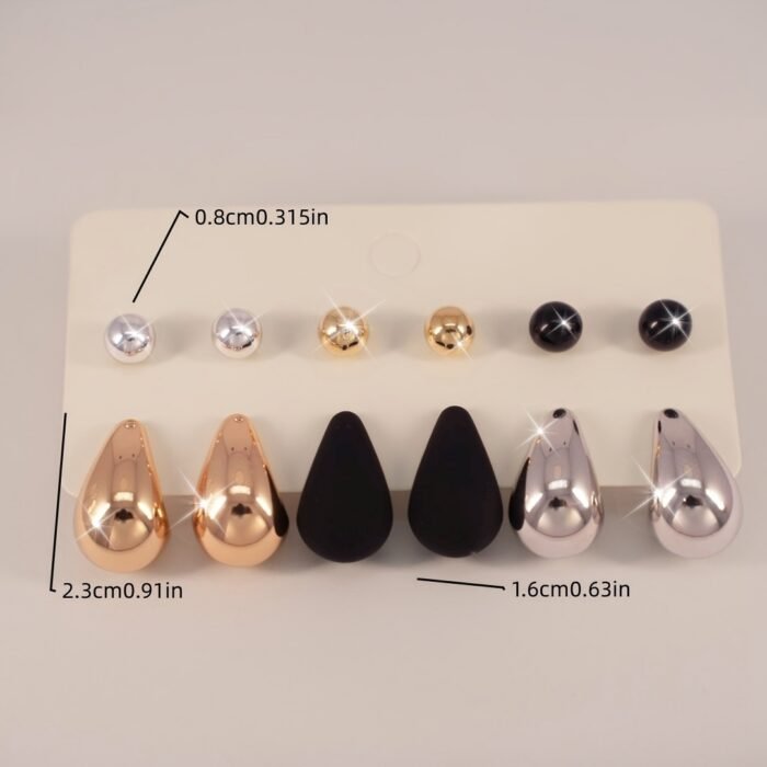 12pcs Elegant & Cute Hoop Earrings Set, 316 Stainless Steel Ear Needle, Non-Allergenic, with Teardrop & Sphere Stud Earrings, Versatile for Daily & Gift Occasions, All Seasons - Image 12