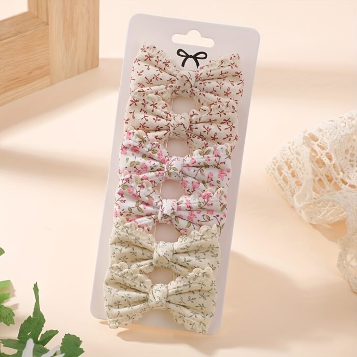 6pcs Bohemian Cream Polka Dot Bow Hair Clips - Soft Polyester, Fashionable and Gentle for Girls, Perfect for Parties, Gatherings, and Casual Attire, Party Hair Accessories|Playful Bow Design|Soft Texture Clips, Cute Hair Accessorie - Image 6