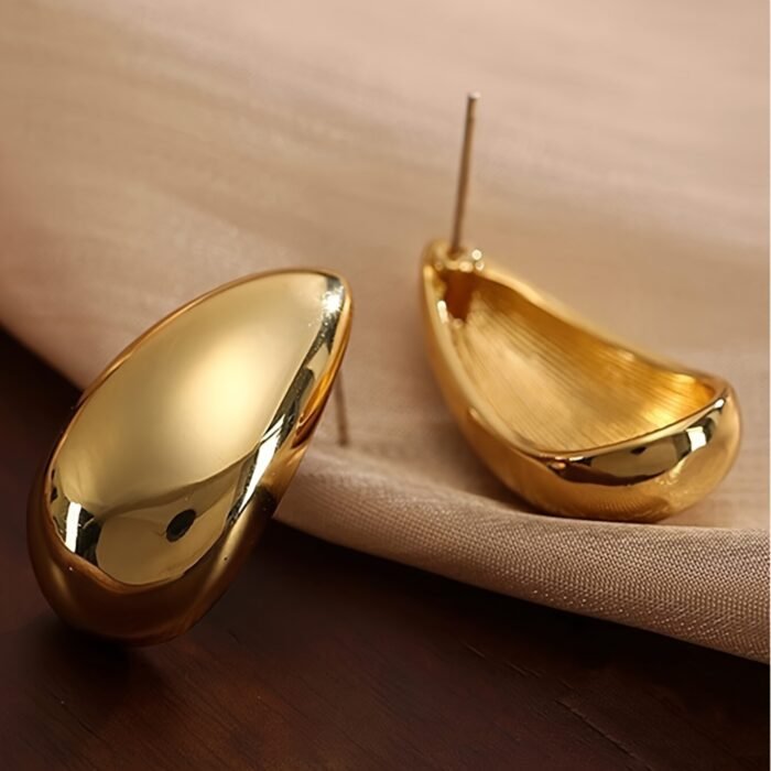 A Pair Of Stylish Circular Earrings In The Shape Of Water Drops, With A Classic And Simple Style, Suitable For Daily Wear And Matching. - Image 6