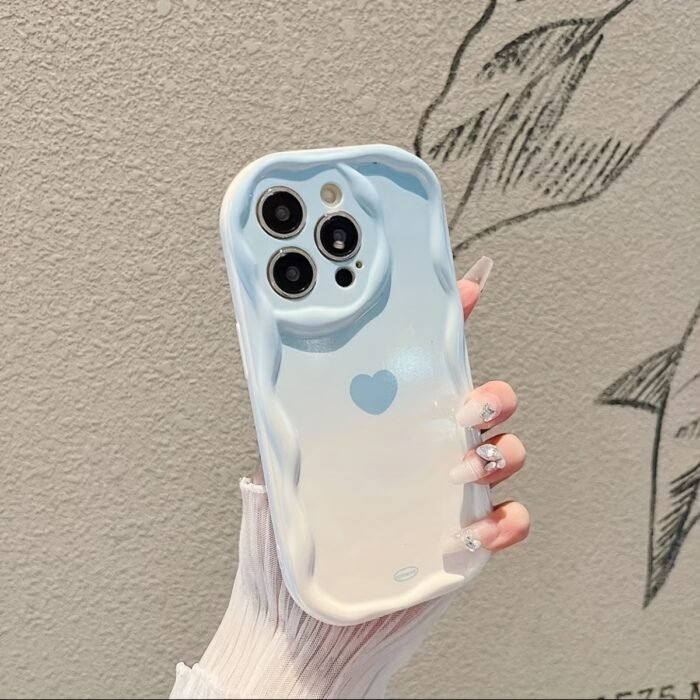 Stylish And Feminine, These Silicone Phone Cases for Apple Series Feature an Attractive Gradient Color. They Are Designed to Be Anti-Drop, Scratch-Resistant, And Non-Slip, with a Soft Touch. The Cases Come with a Charming Heart-Shaped Decoration And a Trendy Wavy Edge Design. Available in Various Colors, They Are Perfect for Women, Offering High-Quality Protection And Durability. Express Your Style with This Essential Fashion Accessory, Ideal for Everyday Use. - Image 5