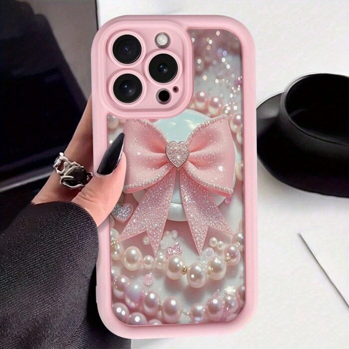 [Pink TPU Case] Apple iPhone Case, Colorful TPU Anti-fall Full Coverage Precision Protective Case | Gaozhu Pink Golden Butterfly | for iPhone6/7/8/X/Xs/Xr/Xs Max/11/12/13/14/15/16Pro Max - Image 4