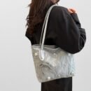 3 Colors Available Tote Bag - Black, Silvery, White Options with Multi-Element Premium Bow Women's Bag 20 New Styles for Students and Office Commuters' Fashionable Totes, Best Gift for Friends or Girlfriend