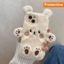 Adorable plush three-dimensional bear mobile phone case suitable for iPhone15ProMax 14 13 12 11 girls' simple niche full-coverage mobile phone protective case