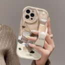 [Anti-Fall] Mobile Phone Case | Soft Gel Anti-Fall Cream Ribbon Style Coffee Cup Print | Suitable for Apple Series 11/12/13/14/15/16 promax Samsung Series A05/A15/A25/A35/A55/S23/S24 Ultra