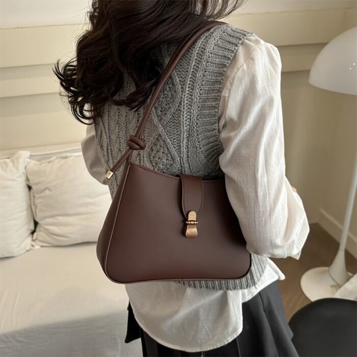 2025 Fashion Minimalist Crescent Underarm Bag for Women, Lightweight, Casual Street Style, Solid Color, Single Strap, Polyester Lined, Ideal for Daily Commute and Parties, Purs - Image 5