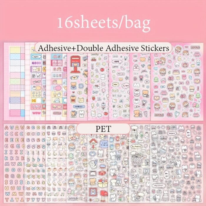 16 Sheets Little Nose Bridge 3.0 Sticker Book - Cute Cartoon & Travel-Themed Decals for Journals, Planners & DIY Crafts, Matte Finish, Self-Adhesive Paper, Perfect for Holiday & Birthday Gifts - Image 5