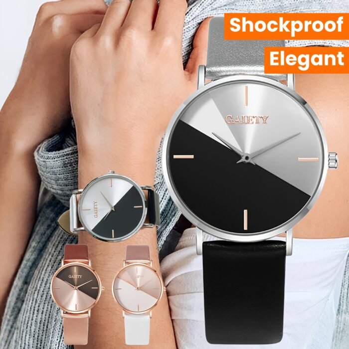 1pc Elegant Two-Tone Women'S Quartz Watch, Simple Style Shockproof Round Case, Synthetic Leather Strap, Analog Display - Non- Alloy Case with Button Battery - Image 16