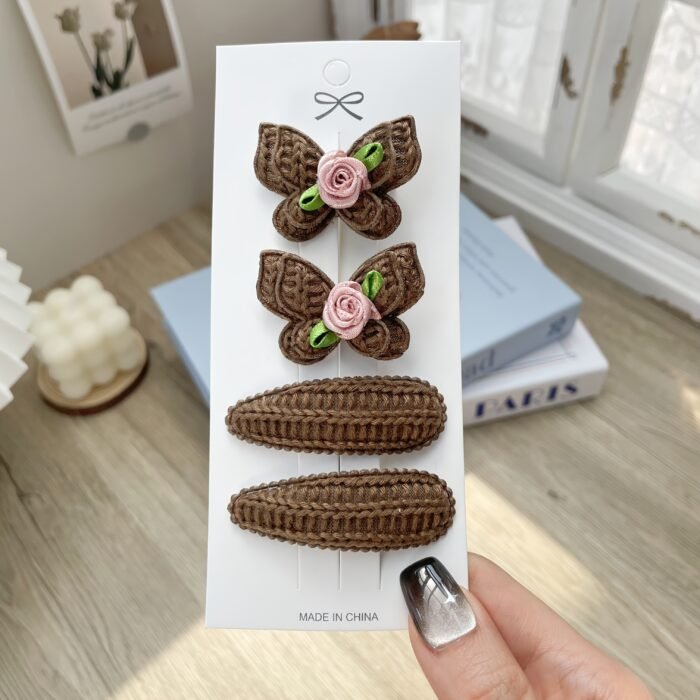 4pcs Boho Chic Butterfly Hair Clips Set for Girls - Pink & White Floral BB Clips with Scalloped Edges, Versatile All-Season Accessories, Perfect for Daily Wear & Holiday Outings - Image 20