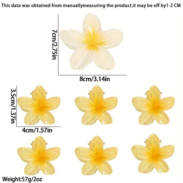 7pcs Minimalist Floral Hair Clip Set, Gradient Jelly Cute Clips, Large Non-Slip Scrunchie and Multifunctional Bangs Side Egg Lace Clips, Essential for Beach Vacation Swimming - Image 8