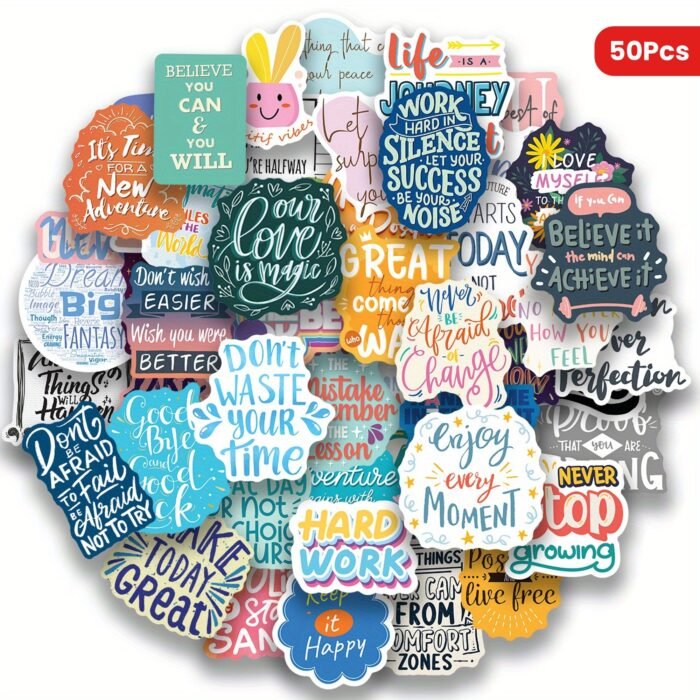 50pcs Inspirational Quote Stickers - Motivational and Positive Affirmation Stickers for Adults, Teachers, Vision Board, Journaling, Scrapbooking, and Water Bottles - Image 11