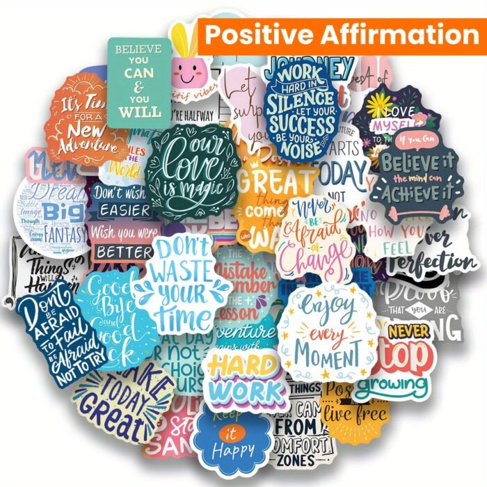 50pcs Inspirational Quote Stickers - Motivational and Positive Affirmation Stickers for Adults, Teachers, Vision Board, Journaling, Scrapbooking, and Water Bottles - Image 16