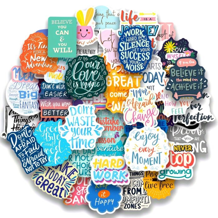 50pcs Inspirational Quote Stickers - Motivational and Positive Affirmation Stickers for Adults, Teachers, Vision Board, Journaling, Scrapbooking, and Water Bottles - Image 10