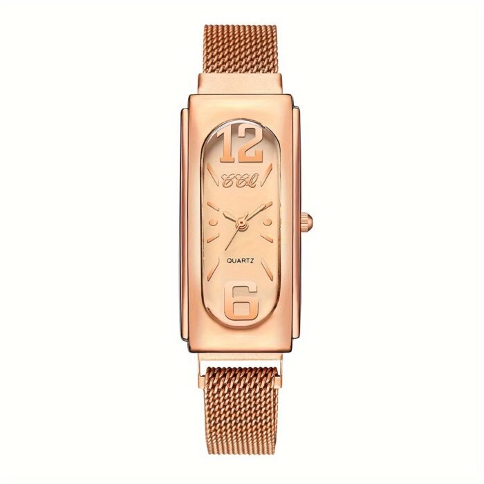 [1pc Quartz Fashion Watch] Women'S Fashion Casual Square Quartz Wrist Watch with Numerical Scale Dial, Alloy Band And Case, Non-Rechargeable Button Battery - 1pc/Set (No Box Included) - Image 4