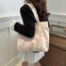 1pc Women's Floral Print Tote Shoulder Bag - Stylish & Spacious Design with Secure Zip Closure, Dual Reinforced Handles, Multiple Pockets - Durable Fabric for Work, College, Travel & Everyday Use (Pink/Red/Blue), College Accessory