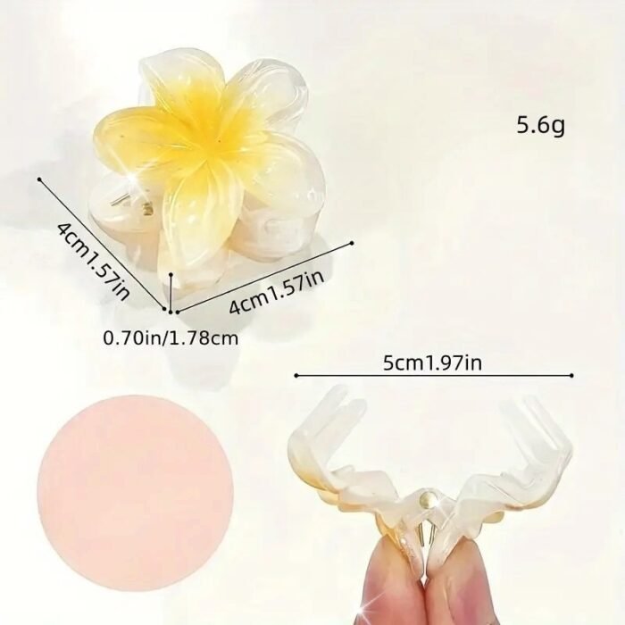 [Sweet | Colored] 6pcs Sweet Colored Frangipani Flower Resin Hair Clips | Suitable For Party, Holiday Hair Styling | Perfect Gifts For Girls - Image 14