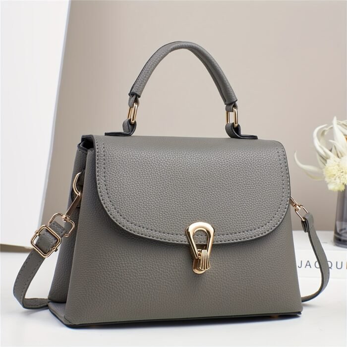 Minimalist Apricot Or Earthy Yellow Handbag with Adjustable Strap, Zipper Closure, Polyester Lining, No Pattern, No Printing, Edge Painted - Image 9