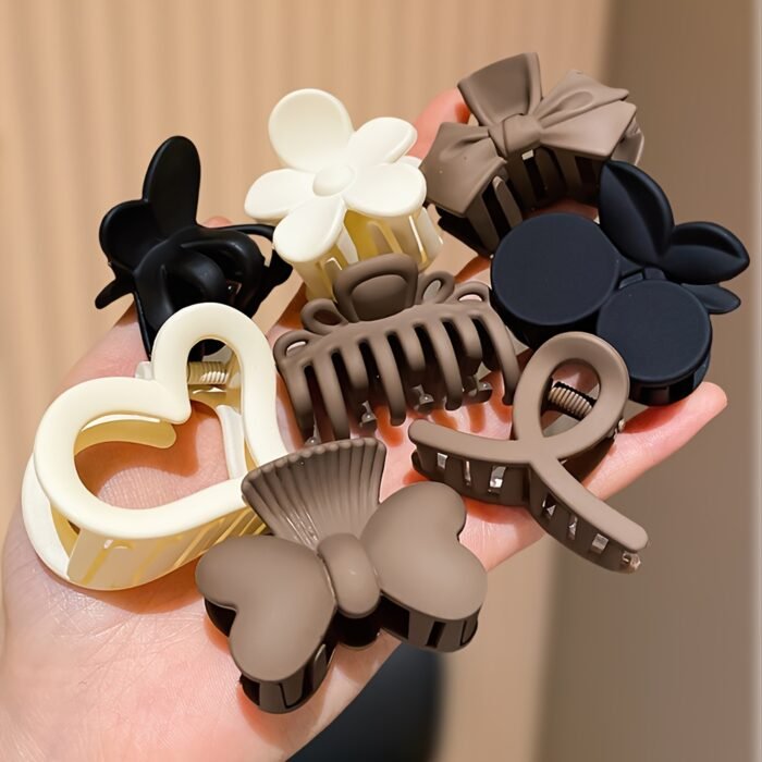 8pcs promotional hair claw set - bow, flower, and heart shape, suitable for daily and casual wear - fashionable for girls all year round.Cute girl hair clip - Image 6