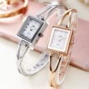Elegant Vintage Rectangular Ladies' Wrist Watch, Luxury Quartz Movement Analog Display, Alloy Band & Case, Non, with Button Battery for Fashion Accessory