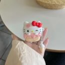 For Hello Kitty Ice Cream-Shaped Silicone Case for AirPods Pro with Keychain - Cute Cartoon Design, Anti-Fall & Durable Protective Cover, Mixed Colors, Airpod Storage Case