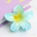 Floral Gradient Scrunchie Hair Clip - Beach Vacation Hair Accessory with Blue & White Flowers, Secure Grip Non-Slip Hair Clip for Women, All-Season Versatile Hairpin for Casual & Formal Styles, Gradient Flower Design | Soft Texture, Hair Accessories