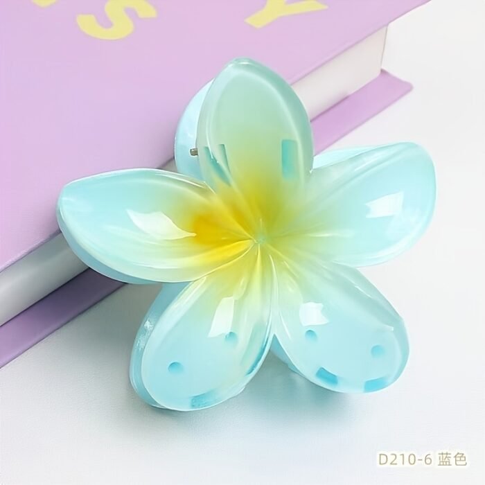 Floral Gradient Scrunchie Hair Clip - Beach Vacation Hair Accessory with Blue & White Flowers, Secure Grip Non-Slip Hair Clip for Women, All-Season Versatile Hairpin for Casual & Formal Styles, Gradient Flower Design | Soft Texture, Hair Accessories - Image 6